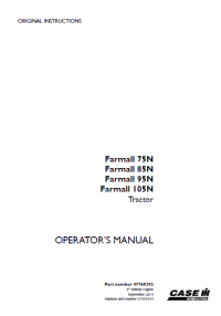 repair manual Case Farmall 75N/85N/95N/105N tractors pdf Operator’s manuals