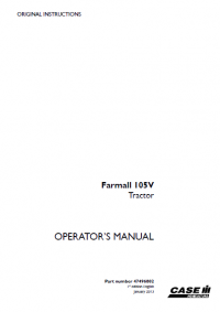 repair manual Case Farmall 105V PDF Operation manuals