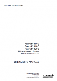 repair manual Case Farmall 100C, 110C, 120C PDF Operation manual