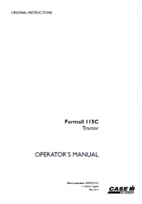 repair manual Case Farmall 115C tractor PDF Operation manuals