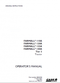 repair manual Case Farmall 110A, 120A, 130A, 140A T3 PDF Operation manual