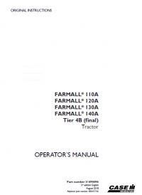 repair manual Case farmall 110A, 120A, 130A, 140A T4B pdf Operation manuals