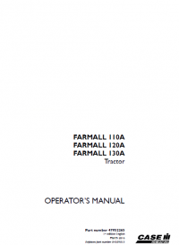 repair manual CASE Farmall 110A/120A/130A PDF Operation manual