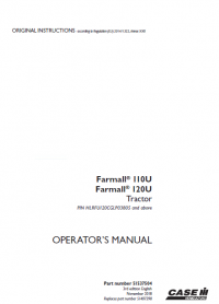 repair manual Case Farmall 110U, 120U pdf Operation manuals