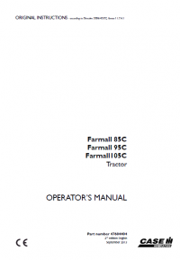 repair manual Case Farmall 85C, 95C, 105C tractors PDF Operation manuals