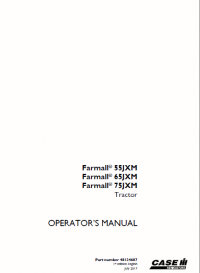 repair manual Case Tractors Farmall 55JXM, 65JXM, 75JXM PDF Operator’s manual
