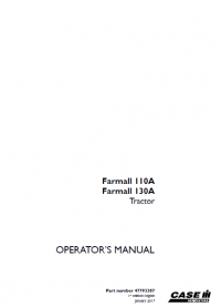 repair manual CASE tractors FARMALL 110A & 130A PDF Operation manual