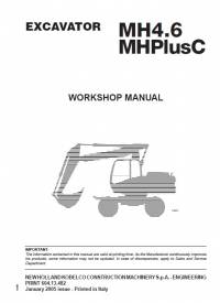 repair manual New Holland Kobelco Excavator MH4.6, MHPlusC Workshop Manual PDF