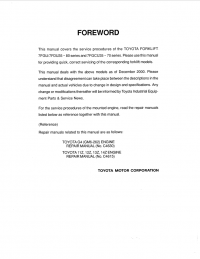 repair manual Toyota Forklift 7FGU&7FDU35-80, 7FGCU35-70 Series Service Manual PDF
