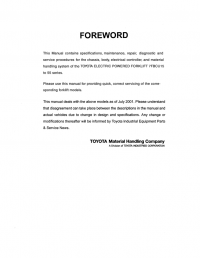repair manual Toyota Electric Powered Forklift 7FBCU15-55 Series  Service Manual PDF