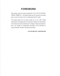 repair manual TOYOTA Battery Forklift 5FBCU15-30 Series Set of Service Manual PDF