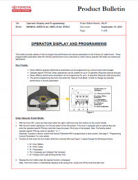 repair manual Toyota AC Pallet Truck 8HBW30, 8HBE30.40, 8HBC30.40, 8TB50 Operator Display And Programming PDF