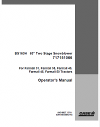 repair manual Case BS163H 63” Two Stage Snowblower for tractors Farmall PDF Manual