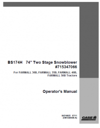 repair manual Case BS174H 74” Two Stage Snowblower for tractors Farmall PDF Operation manual