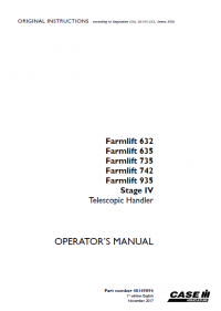 repair manual Case Farmlift 632/635/735/742/935 Telescopic Handler Manual PDF