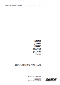 repair manual Case JXU75 JXU85 JXU95 JXU105 JXU115 Tractors PDF Operator’s Manual