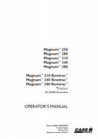 repair manual Case Magnum 250-380 Tractor Operator’s Manual PDF