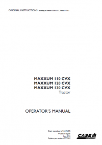 repair manual Case Maxxum 110/120/130 CVX Tractors PDF Operator’s Manual