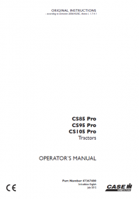 repair manual Case CS85 Pro CS95 Pro CS105 Pro Tractors PDF Operator’s Manual