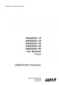 repair manual Case Tractors Maxxum 115/125/135/145/150 Tier 4B PDF Manuals
