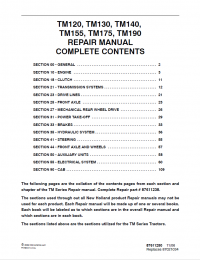 repair manual New Holland TM120-TM190 Tractor Set of Repair Manuals PDF