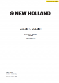 repair manual New Holland E40.2SR - E50.2SR Hydraulic Excavator Workshop Manual PDF