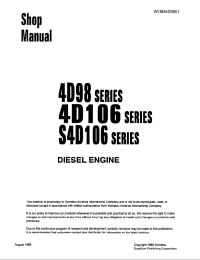 repair manual Komatsu Diesel Engine 4D98E, 4D106, S4D106 Shop Manual PDF