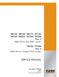 repair manual Case SR130-SR250, SV185-SV300, TR320-TV380 Tier4 Loader Service Manual PDF