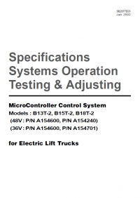 repair manual Doosan Electric Lift Trucks for MicroController Control System B13T-2, B15T-2, B18T-2 PDF Manual