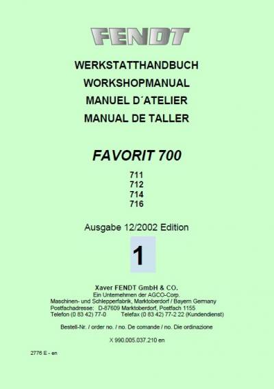 Fendt Transmissions Favorit 500- Workshop Manual - Reparaturhandbuch auf Papier