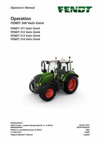 repair manual Fendt Tractor 300 Vario Gen4 Operator’s Manual PDF