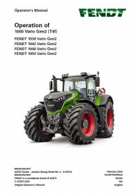 repair manual Fendt Tractor 1000 Vario Gen2 (T4f) Operator’s Manual PDF