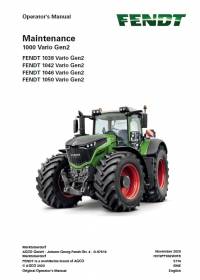 repair manual Fendt Tractor 1000 Vario Gen2 Maintenance Operator’s Manual PDF