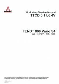 repair manual Fendt Tractor 800 Vario S4 TTCD 6.1 L6 4V Workshop Service Manual PDF