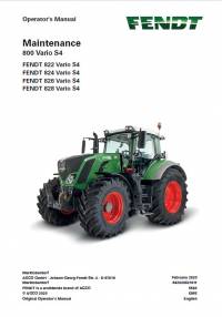 repair manual Fendt Tractor 800 Vario S4 Maintenance Operator’s Manual PDF