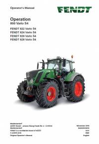 repair manual Fendt Tractor 800 Vario S4 Operator’s Manual PDF