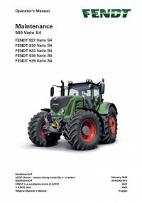 repair manual Fendt Tractor 900 Vario S4 Maintenance Operator’s Manual PDF