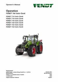 repair manual Fendt Tractor 700 Vario Gen6 Operator’s Manual PDF