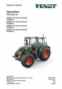 repair manual Fendt Tractor 500 Vario S4 Operator’s Manual PDF