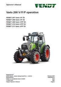 repair manual Fendt Tractor 200 V/F/P S3 Operator’s Manual PDF