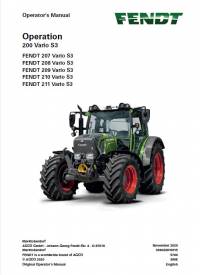 repair manual Fendt Tractor 200 Vario S3 Operator’s Manual PDF