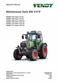 repair manual Fendt Tractor 200 Vario V/F/P S3 Maintenance Operator’s Manual PDF
