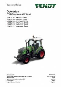 repair manual Fendt Tractor 200 Vario VFP Gen3 Operator’s Manual PDF