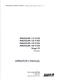 repair manual Case Maxxum 115CVX 125CVX 135 CVX 145CVX Stage IV PDF Manual