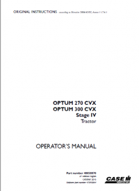 repair manual Case Optum 270cvx/300cvx, Stage 4B Tractor PDF Operator’s manual