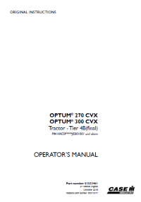 repair manual CASE Optum 270CVX/300CVX and Tier 4B PDF Operator’s manual