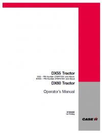 repair manual CASE DX55 and DX60 Tractors With Cab PDF Operator’s Manuals