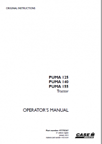 repair manual Case Puma 125/140/155 Tractors PDF Operator’s Manuals