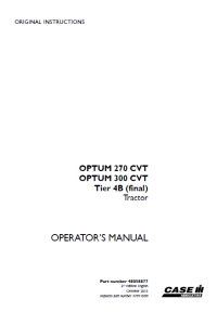 repair manual Case tractors Optum 270cvt/300cvt and Tier 4B PDF Operator’s manuals