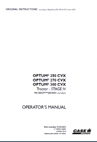 repair manual Case Tractor OPTUM 250CVX/270CVX/300CVX Strage IV PDF OPERATOR’S MANUAL